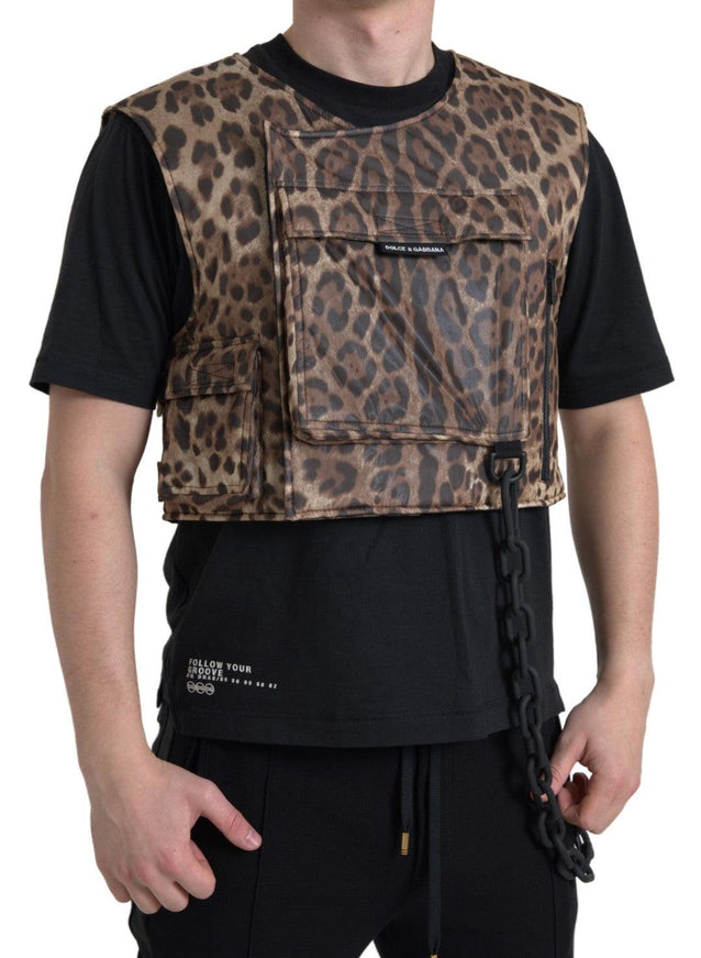 Dolce & Gabbana Brown Leopard Silk Sleeveless Sportswear - Ellie Belle