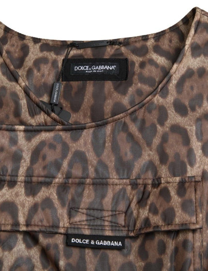 Dolce & Gabbana Brown Leopard Silk Sleeveless Sportswear - Ellie Belle