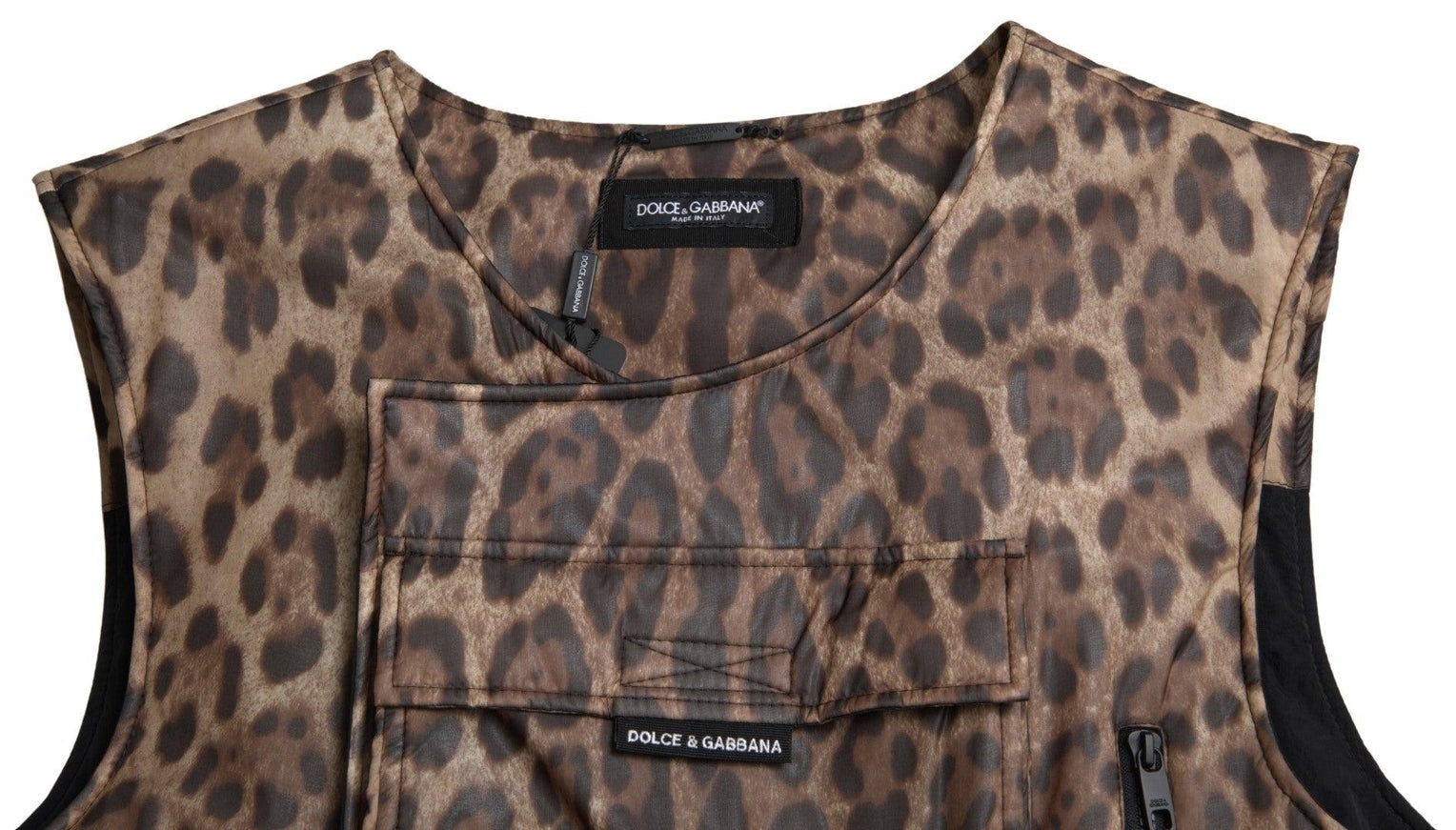 Dolce & Gabbana Brown Leopard Silk Sleeveless Sportswear - Ellie Belle