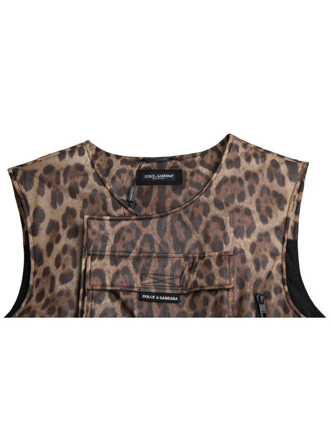 Dolce & Gabbana Brown Leopard Silk Sleeveless Sportswear - Ellie Belle