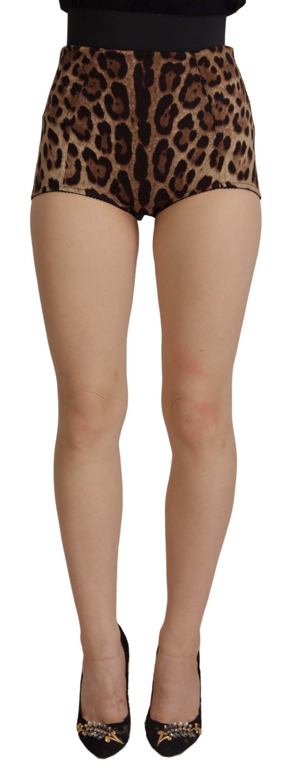 Dolce & Gabbana Brown Leopard Silk Stretch Hot Pants Shorts - Ellie Belle