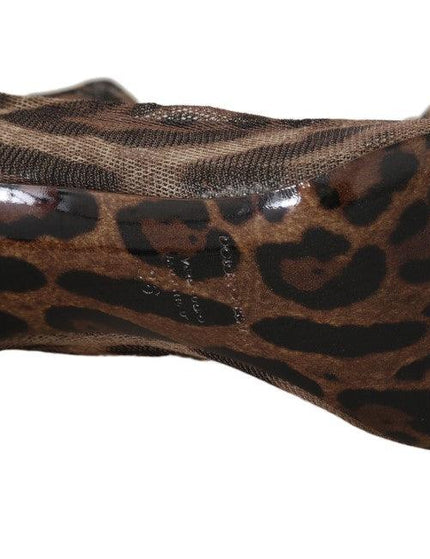 Dolce & Gabbana Brown Leopard Tulle Long Socks Pumps - Ellie Belle
