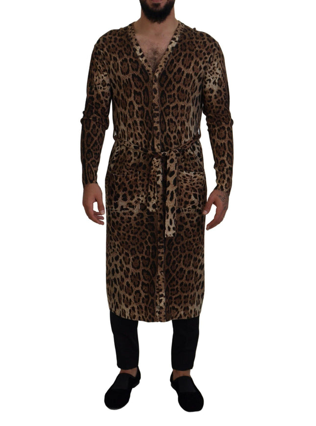 Dolce & Gabbana Brown Leopard Wool Robe Cardigan Sweater - Ellie Belle