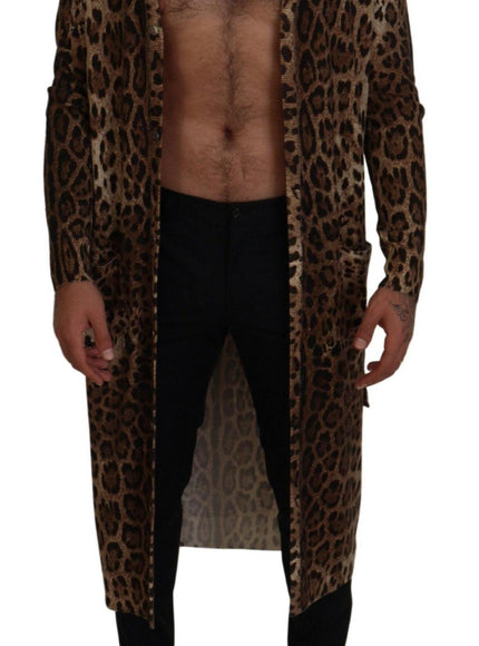 Dolce & Gabbana Brown Leopard Wool Robe Cardigan Sweater - Ellie Belle