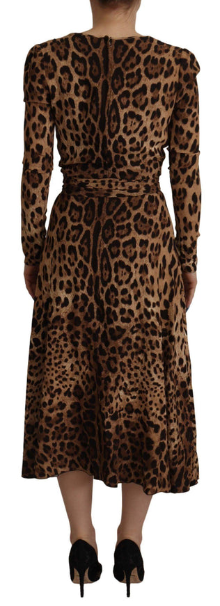 Dolce & Gabbana Brown Leopard Wrap A-line Maxi Viscose Dress - Ellie Belle