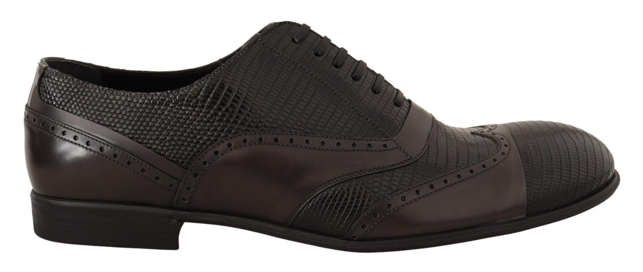 Dolce & Gabbana Brown Lizard Skin Leather Oxford Dress Shoes - Ellie Belle