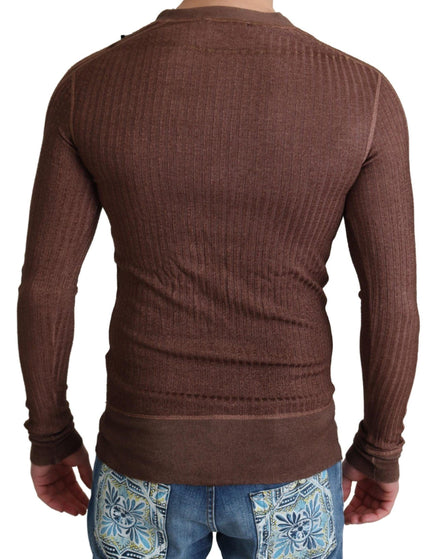 Dolce & Gabbana Brown Logo Button Cardigan V-neck Sweater - Ellie Belle