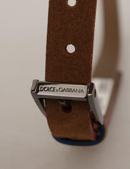 Dolce & Gabbana Brown Logo Engraved Metal Waist Buckle Belt - Ellie Belle