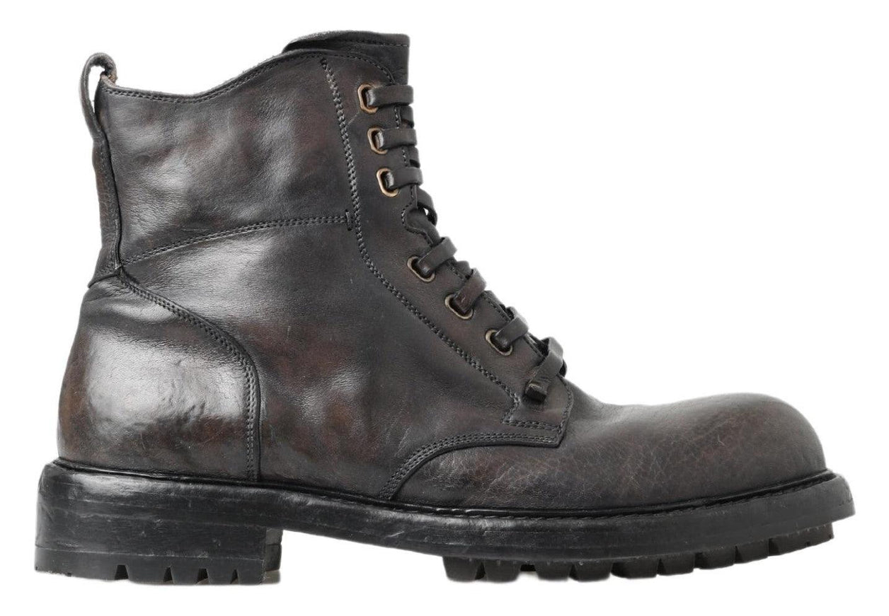 Dolce & Gabbana Brown Men Leather Ankle Boots Shoes - Ellie Belle