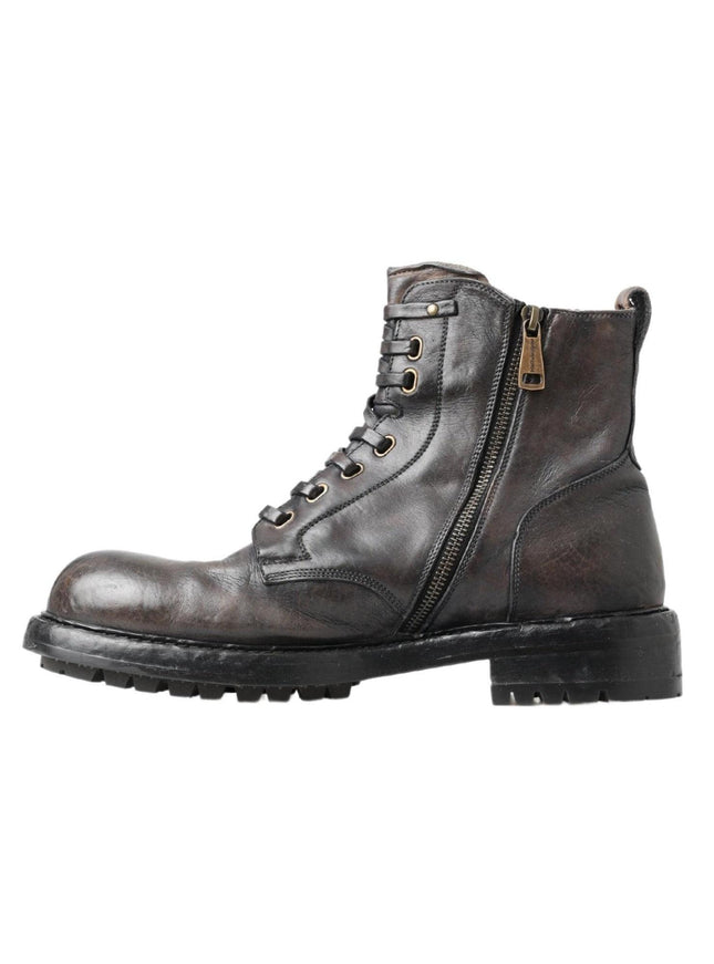 Dolce & Gabbana Brown Men Leather Ankle Boots Shoes - Ellie Belle