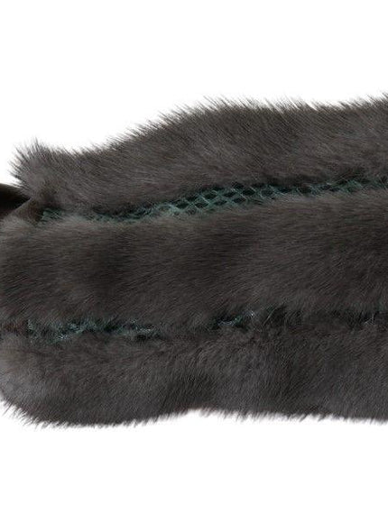 Dolce & Gabbana Brown Mid Arm Length Leather Fur Gloves - Ellie Belle