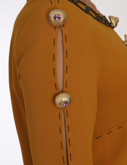 Dolce & Gabbana Brown Mini Crystal Embellished Dress