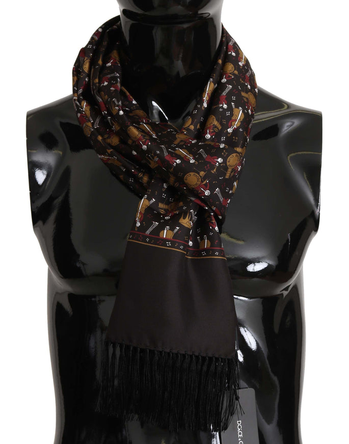 Dolce & Gabbana Brown Musicians Print Mens Scarf - Ellie Belle