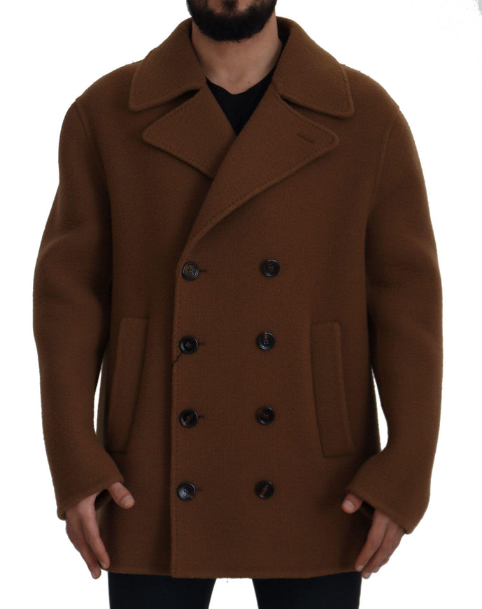 Dolce & Gabbana Brown Nylon Double Breasted Coat Jacket - Ellie Belle