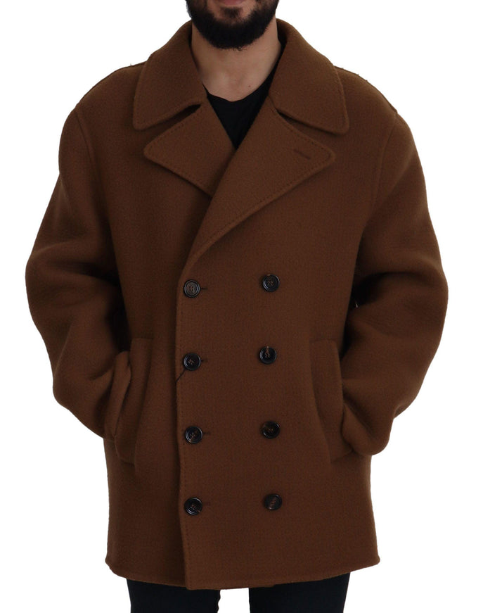 Dolce & Gabbana Brown Nylon Double Breasted Coat Jacket - Ellie Belle