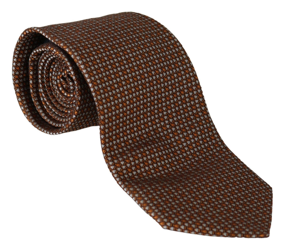 Dolce & Gabbana Brown Patterned Wide Silk Necktie - Ellie Belle