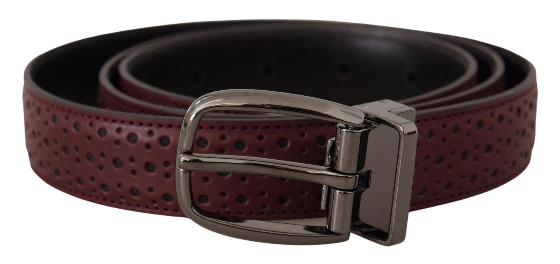 Dolce & Gabbana Brown Perforated Leather Metal Buckle Belt - Ellie Belle