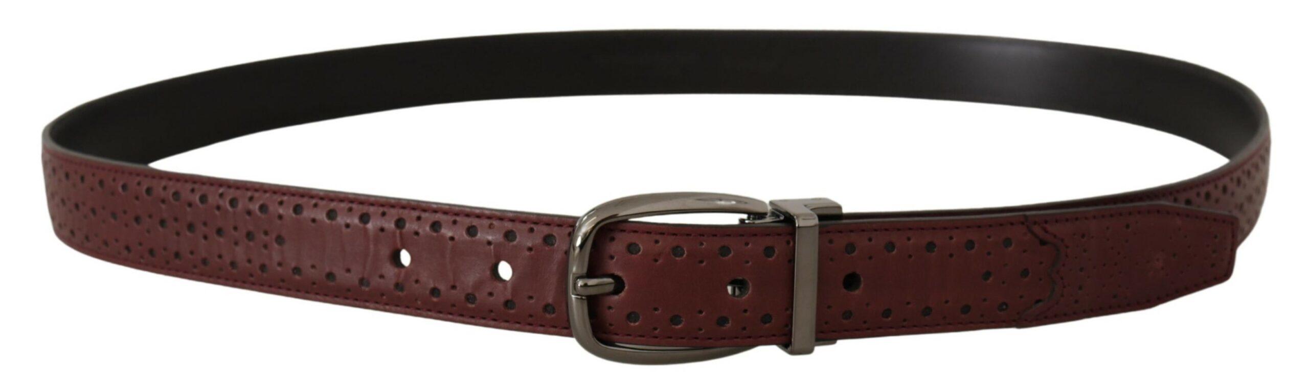 Dolce & Gabbana Brown Perforated Leather Metal Buckle Belt - Ellie Belle