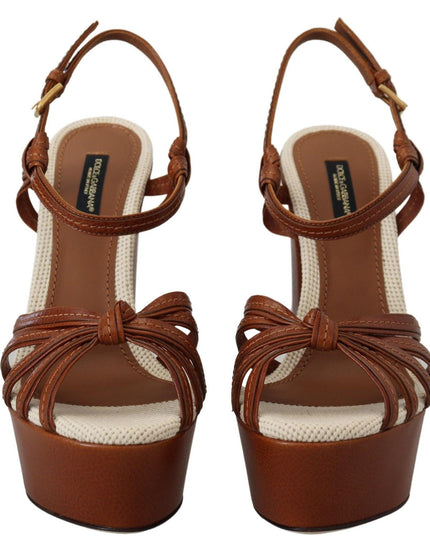 Dolce & Gabbana Brown Platform Leather Sandals Shoes - Ellie Belle