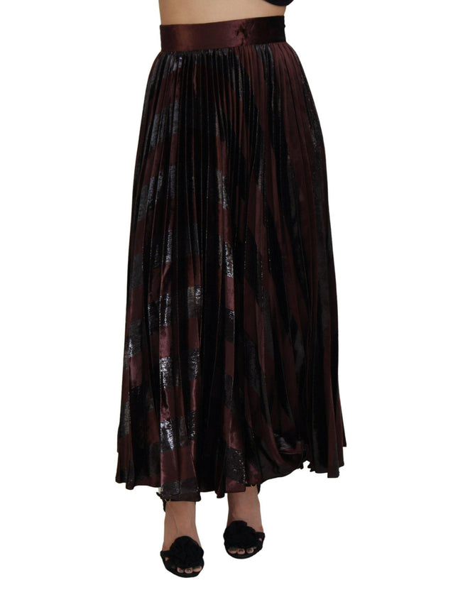 Dolce & Gabbana Brown Polyester High Waist A-line Maxi Skirt - Ellie Belle