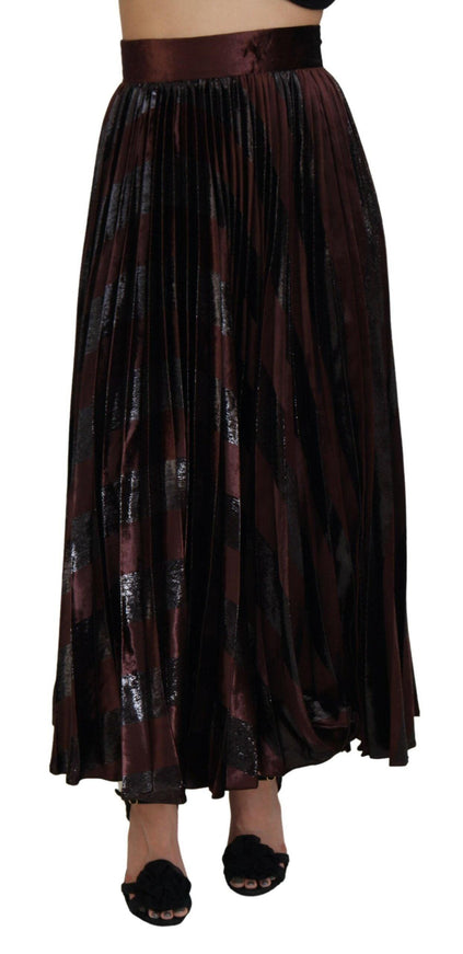 Dolce & Gabbana Brown Polyester High Waist A-line Maxi Skirt - Ellie Belle