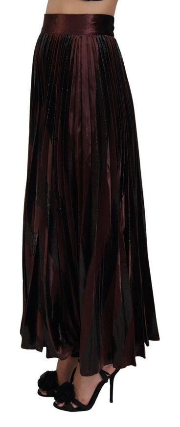 Dolce & Gabbana Brown Polyester High Waist A-line Maxi Skirt - Ellie Belle