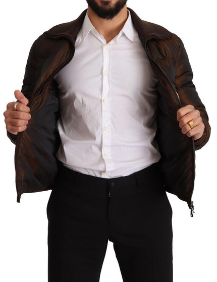 Dolce & Gabbana Brown Polyester Puffer Men Coat Jacket - Ellie Belle