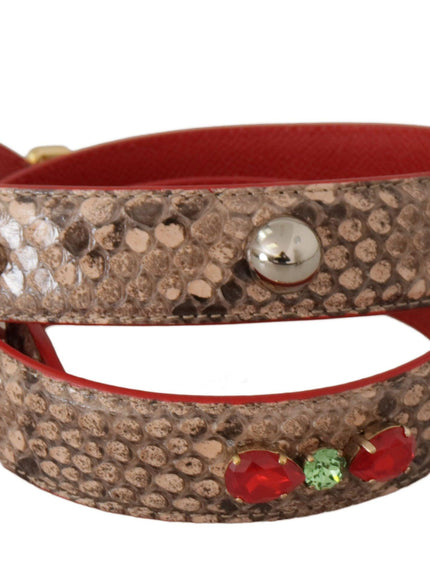 Dolce & Gabbana Brown Python Leather Crystals Shoulder Strap - Ellie Belle