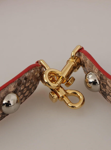 Dolce & Gabbana Brown Python Leather Crystals Shoulder Strap - Ellie Belle