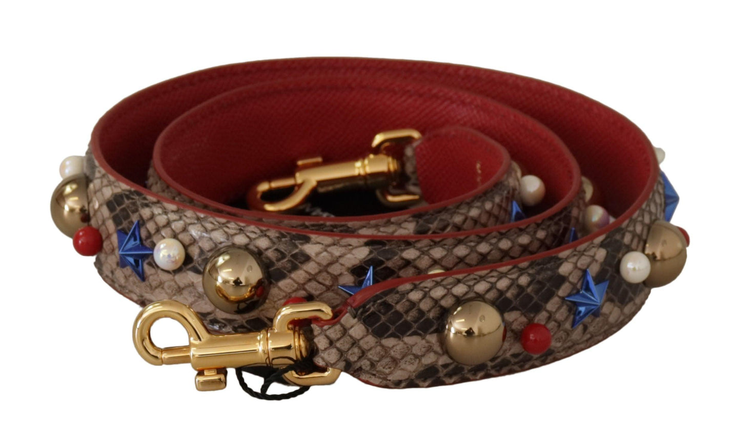 Dolce & Gabbana Brown Python Leather Studded Shoulder Strap - Ellie Belle