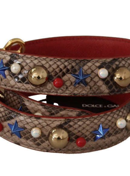 Dolce & Gabbana Brown Python Leather Studded Shoulder Strap - Ellie Belle
