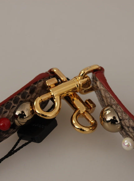 Dolce & Gabbana Brown Python Leather Studded Shoulder Strap - Ellie Belle