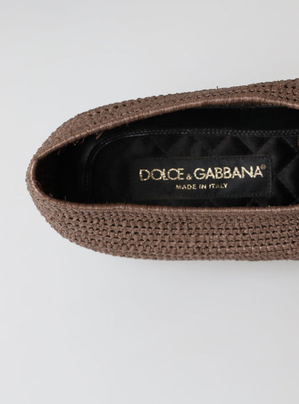 Dolce & Gabbana Brown Rafia Lace Up Casual Men Derby Shoes - Ellie Belle