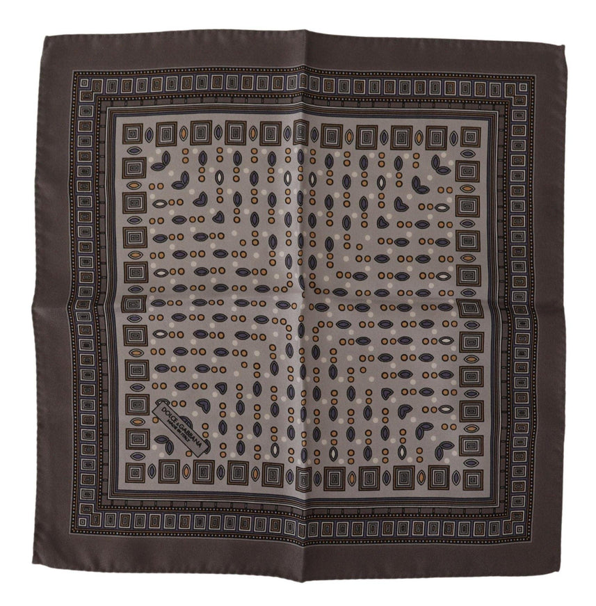 Dolce & Gabbana Brown Silk Pocket Square Handkerchief Scarf - Ellie Belle