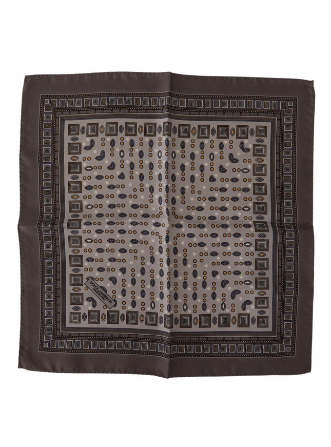 Dolce & Gabbana Brown Silk Pocket Square Handkerchief Scarf - Ellie Belle