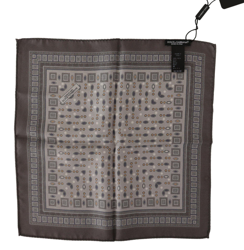 Dolce & Gabbana Brown Silk Pocket Square Handkerchief Scarf - Ellie Belle