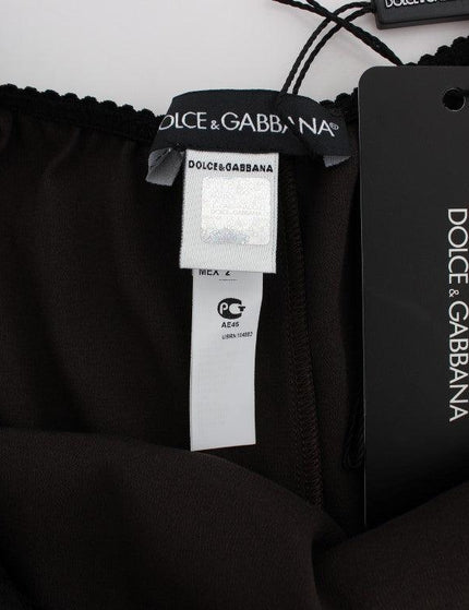 Dolce & Gabbana Brown Silk Stretch Lace Lingerie Top