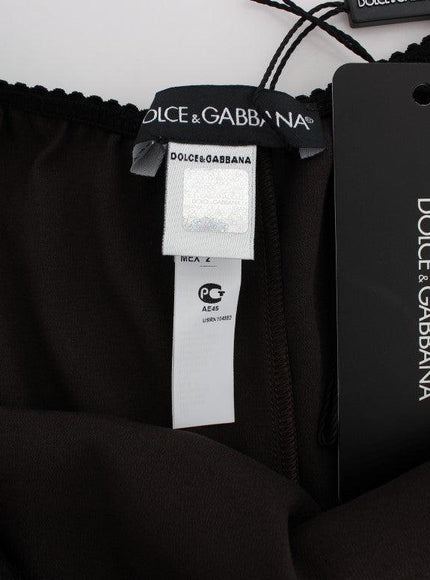Dolce & Gabbana Brown Silk Stretch Lace Lingerie Top - Ellie Belle