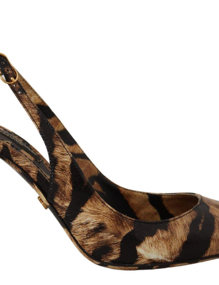 Dolce & Gabbana Brown Slingbacks Leather Tiger Shoes - Ellie Belle
