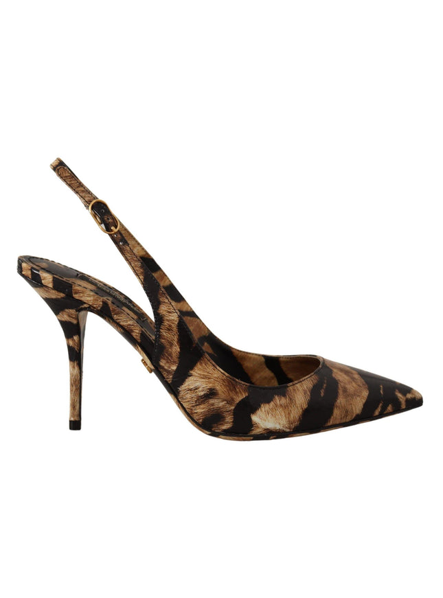 Dolce & Gabbana Brown Slingbacks Leather Tiger Shoes - Ellie Belle