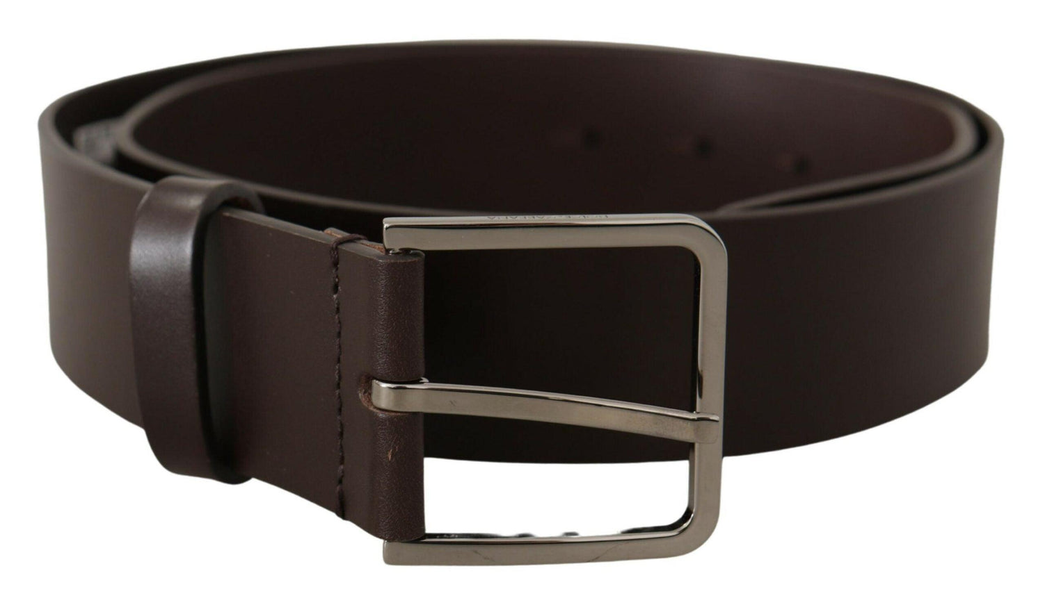 Dolce & Gabbana Brown Solid Calf Leather Logo Metal Buckle Belt - Ellie Belle