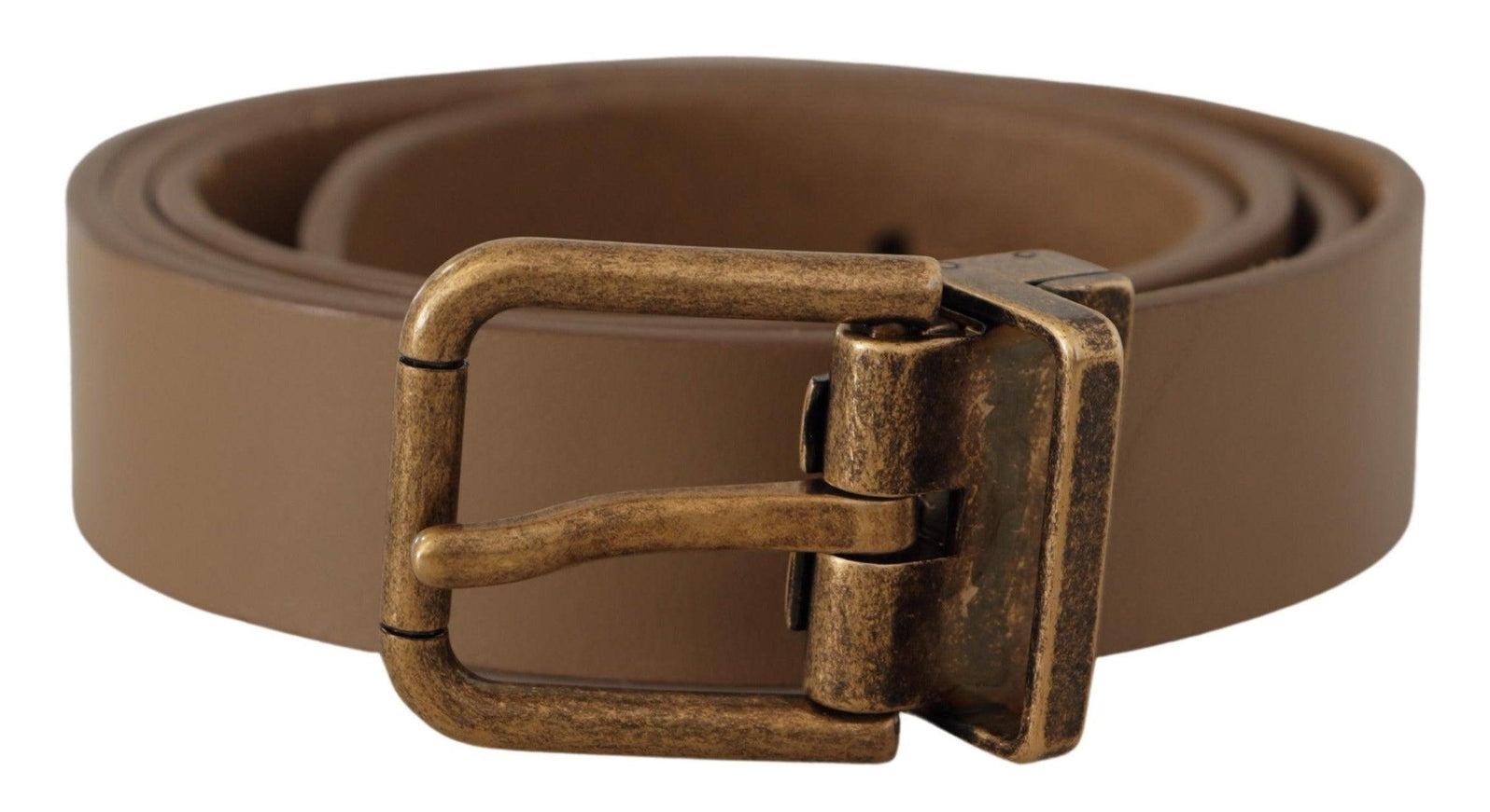 Dolce & Gabbana Brown Solid Leather Brass Buckle Classic Belt - Ellie Belle