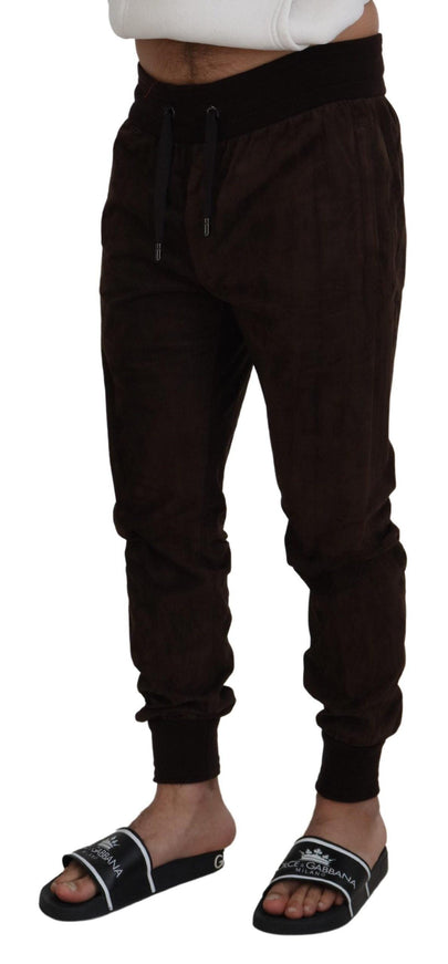 Dolce & Gabbana Brown Solid Men Drawstring Jogger Pants - Ellie Belle