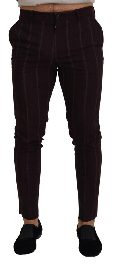 Dolce & Gabbana Brown Striped Men Trousers Cotton Pants - Ellie Belle