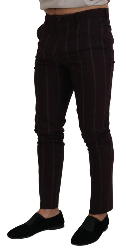 Dolce & Gabbana Brown Striped Men Trousers Cotton Pants - Ellie Belle