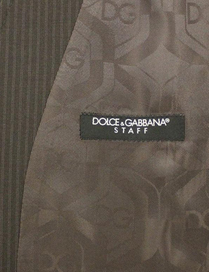 Dolce & Gabbana Brown Striped Stretch Dress Vest - Ellie Belle