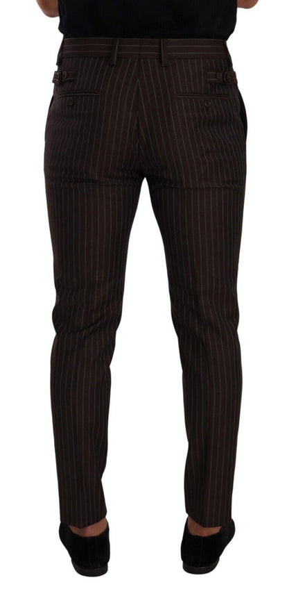 Dolce & Gabbana Brown Striped Wool Formal Trouser Dress Pants - Ellie Belle