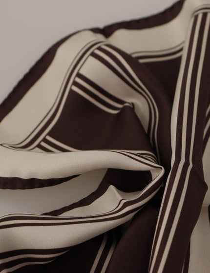 Dolce & Gabbana Brown Stripes DG Logo Print Square Handkerchief Scarf - Ellie Belle