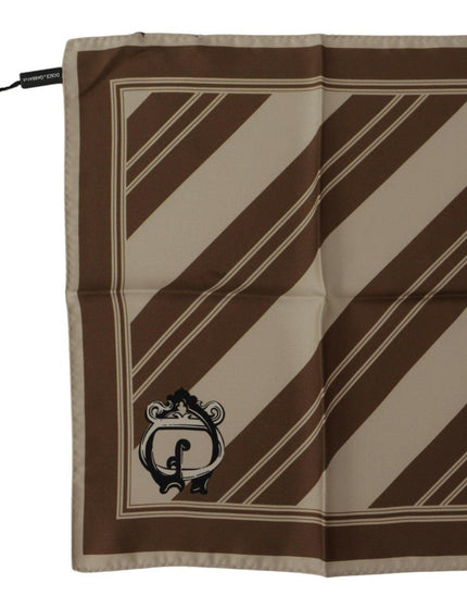 Dolce & Gabbana Brown Stripes DG Logo Square Mens Handkerchief Scarf - Ellie Belle