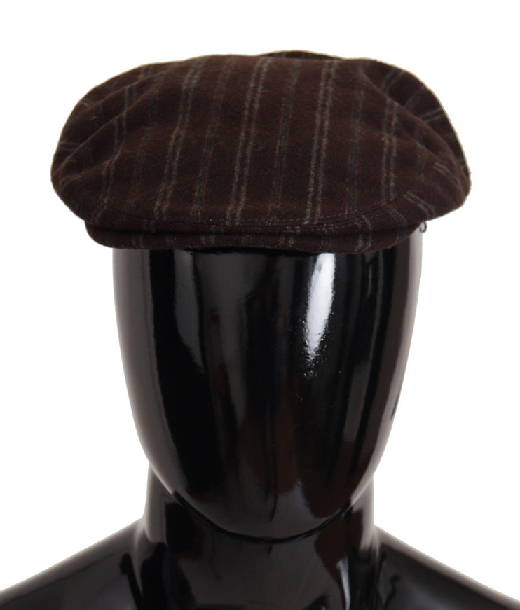 Dolce & Gabbana Brown Stripes Newsboy Men Capello Wool Hat - Ellie Belle